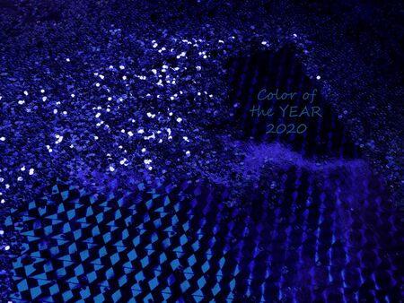 festive abstract glitter shiny blue background, holiday concept. Trendy color of the 2020 year