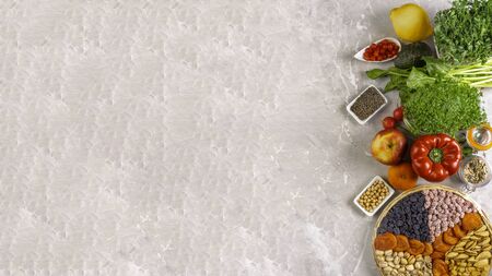 banner of healthy clean food selection for fitness and to boost immune system, high in antioxidants,...