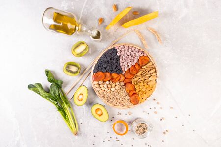 Food sources of vitamin E, high in antioxidants, anthocyanins, minerals and fiber, The concept of...