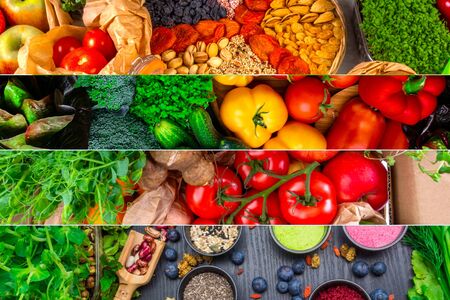 superfoods selections in antioxidants, vitamin, dietary fibre, healthy food for balanced and flexible diet and detox. High resolution productの写真素材