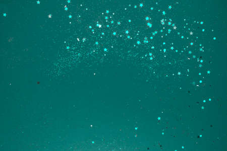 trendy tidewater green blank with festive sparkles, space for wishes, invitationの写真素材