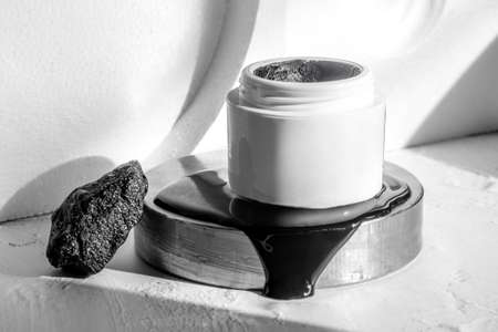 black mask with crub by activated charcoal powder and caviarの写真素材