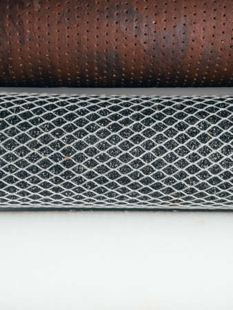 Water filter cartridge white new, with coal and used with rusty, reverse osmosis systemの写真素材