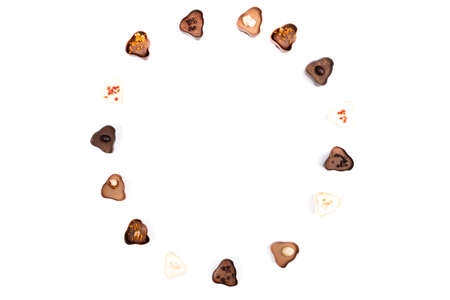 chocolate assortment candies isolated on white backgroundの写真素材