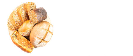 Composition with fresh breads isolated on white