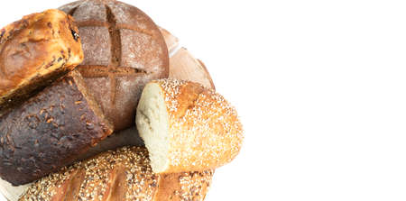 Composition with fresh breads isolated on white