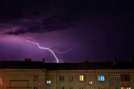 Lightning over city 