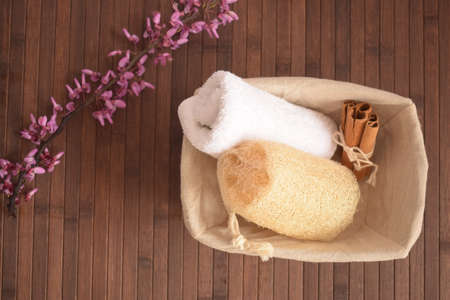 Luffa, natural exfoliant for skin care.の写真素材