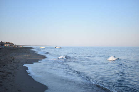 Panoramic views from the sunrise on the coastの写真素材