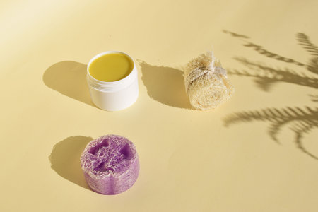 Handmade products, loofah, body balm, natural soapの写真素材