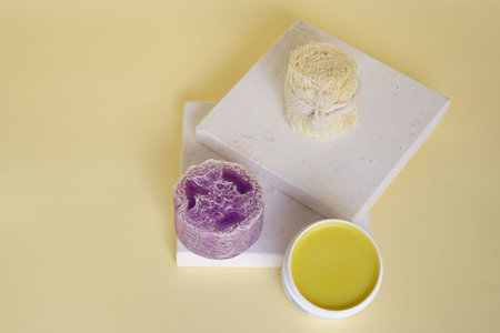 Handmade products, loofah, body balm, natural soapの写真素材