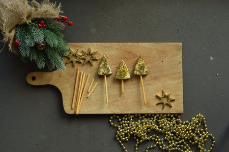 Cheese slices with oregano, festive mealの写真素材