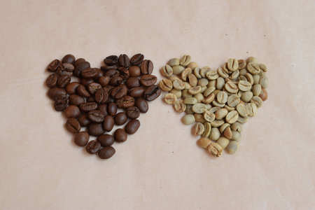 Roasted coffee beans, background with coffee beansの写真素材