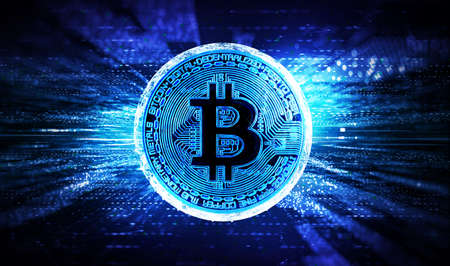 Cryptocurrency - Crypto Technology - Bitcoin - Abstract Backgroundの写真素材