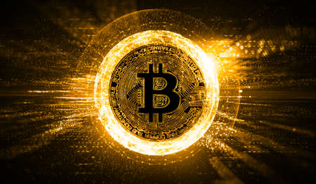 Cryptocurrency - Crypto Technology - Bitcoin - Abstract Backgroundの写真素材