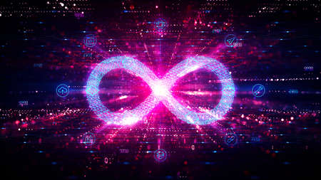 DevOps Concept with Infinite Loop on Abstract Technology Background - DevOps Toolchain Conceptの写真素材