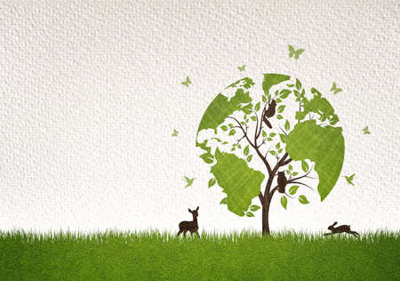Ecology Concept - Illustration with Cut Out Organic Textures - Go Green and Earth Day Conceptの写真素材
