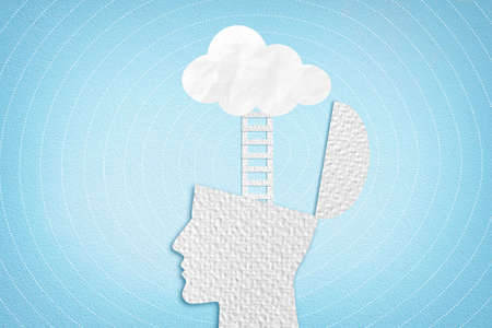 Head in the Clouds - Clouded Judgment Concept - Textured Design with Cutout Silhouettesの写真素材