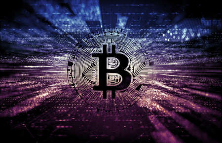 Bitcoin - Cryptocurrency - Crypto Technology - Abstract Backgroundの写真素材
