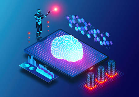 Artificial Intelligence for IT Operations - AIOps - Technologies to Automate the Identification and Resolution of Common IT Issues - Conceptual 3D Illustrationの写真素材