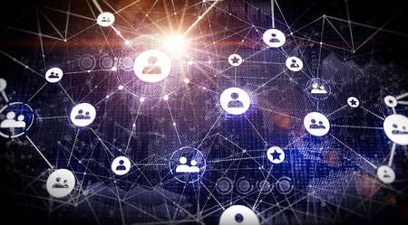 Web3 as Decentralized Network Based on Public Blockchain Technologies - Decentralization and Token-based Economics - The Ascendancy of Decentralized Autonomous Organizations - Conceptual Illustrationの写真素材