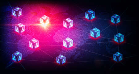 Decentralized Autonomous Organization Concept - DAO - New Information Technology Paradigm Created by Web3 and the use of Blockchains - Abstract Illustrationの写真素材