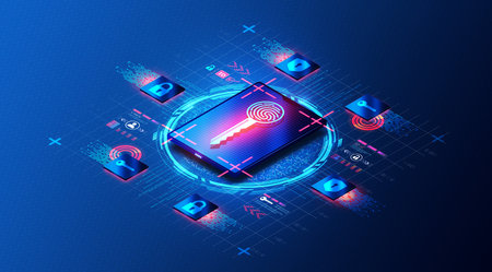 Passwordless Login with Passkey Concept - Authentication and Login Credentials that Remove the Need for Passwords - 3D Illustrationの写真素材