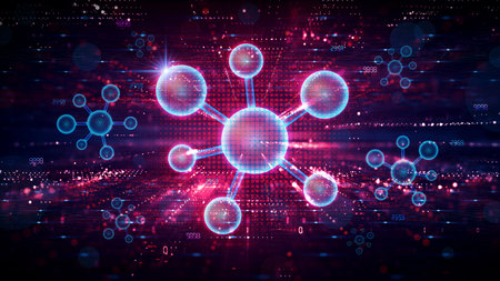 Computational Chemistry - Area of Chemistry that Uses Computer Simulations to Assist in Solving Complex Chemical and Biochemical Problems - Conceptual Illustrationの写真素材