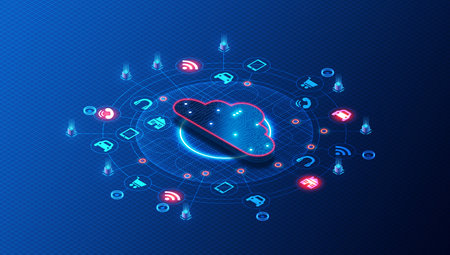 Cloud Computing for the Internet of Things - Cloud Computing Services to Collect and Process Data from IoT Devices - 3D Illustrationの写真素材