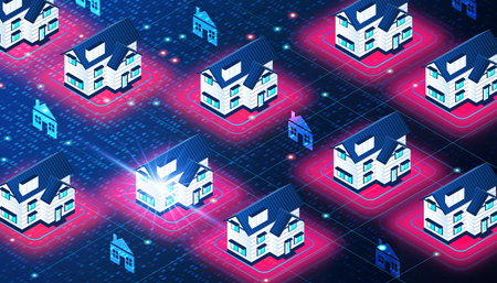 Real Estate Tokenization Concept - Investment or Ownership in Real Estate Assets in the Form of Blockchain-based Tokens - 3D Illustrationの写真素材