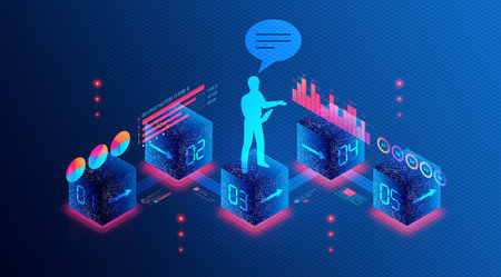 Data Storytelling Concept - Conveying Data-driven Insights Through Narrative and Visual Elements to Enable Better Understanding - 3D Illustrationの写真素材