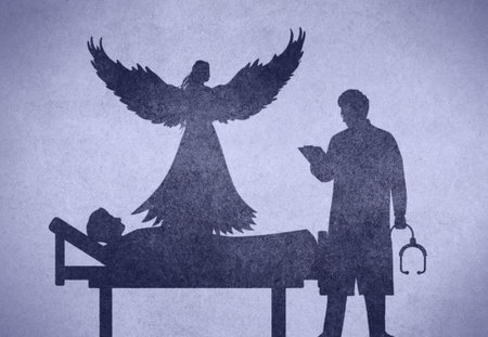 Assisted Dying - Practice Where a Terminally Ill Individual Receives Medical Assistance to End Their Life Peacefully - Conceptual Illustrationの写真素材