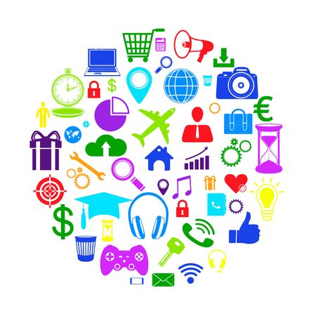 Color business icons in circle. Vector illustration.のイラスト素材