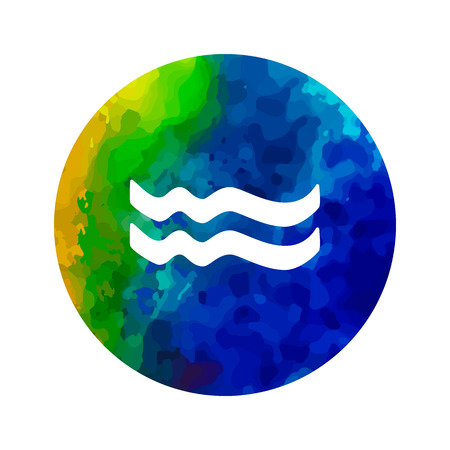 Sign of the zodiac Aquarius on watercolor background. Free Hand drawingのイラスト素材
