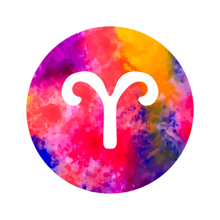 Sign of the zodiac Aries on watercolor background. Free Hand drawing.のイラスト素材