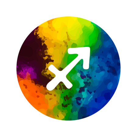 Sign of the zodiac sagittarius on watercolor background.のイラスト素材