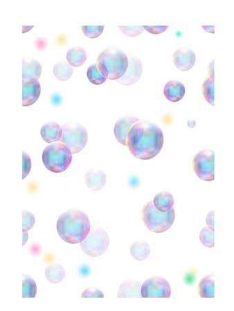 Transparent realistic soap bubbles. Isolated vector illustration. Seamless pattern.のイラスト素材
