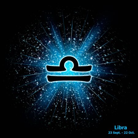 Zodiac sign Libra cosmic explosion background. Vector illustrationのイラスト素材