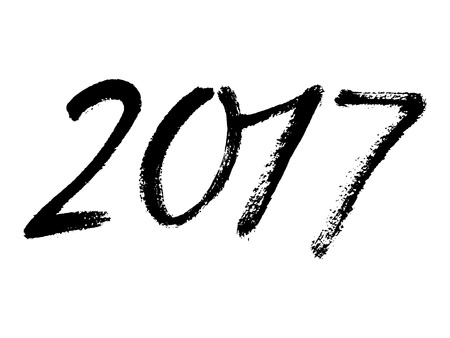 Vector Brush Calligraphy 2017 Sign Isolated on white backgroundのイラスト素材