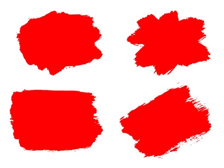 Painted grunge stripes set. Red  labels, background, paint texture. Brush strokes vector.のイラスト素材
