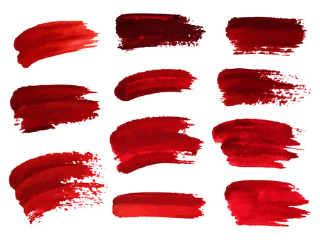 Red oil brush strokes similar to blood for design, element for halloween. Vector illustration.のイラスト素材