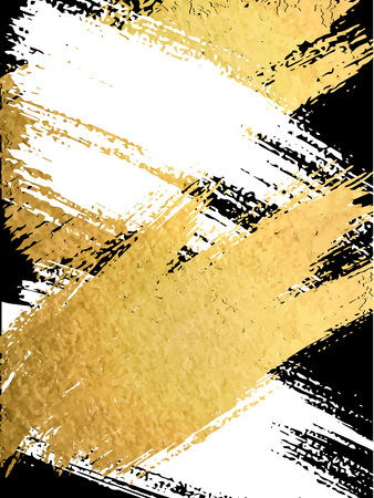 Vector white and gold brushstroke. Design templates for brochures, flyers, typographic emblems, logo, banners. Golden painting abstract modern background.のイラスト素材