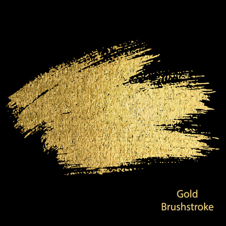 Vector gold paint smear stroke stain set. Abstract gold glittering textured art illustration.のイラスト素材