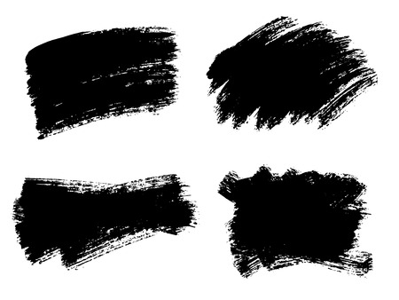 Painted grunge stripes set. Black labels, background, paint texture. Brush strokes vector. Handmade design elements.のイラスト素材