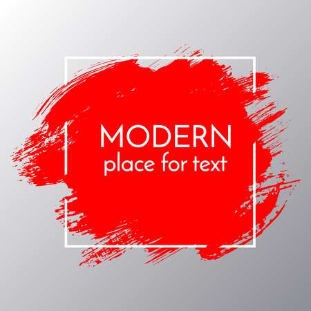 Red paint, ink brush strokes, brushes, lines. Dirty artistic design elements, boxes, frames for textのイラスト素材