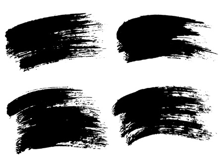 Painted grunge stripes set. Black labels, background, paint texture. Brush strokes vector. Handmade design elements.のイラスト素材