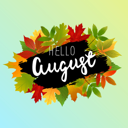 Autumn background, banner design with yellow, green, red leaves.のイラスト素材