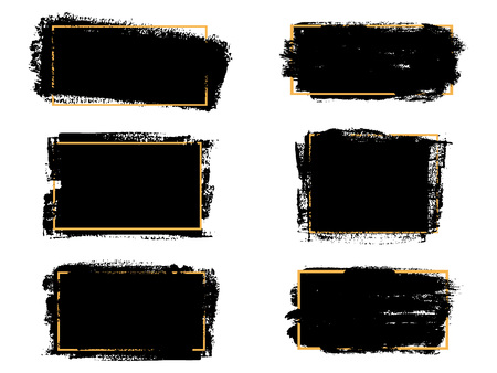 Vector black paint, ink brush stroke, brush, line or texture. Diの写真素材