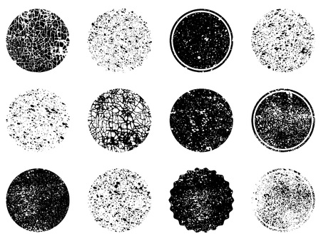 Grunge post Stamps Collection, circles. Banners, logos, Icons, labels and badges set . Vector distressed textures shapesのイラスト素材