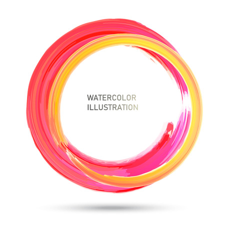 Watercolor color circle texture. Ink round stroke on white background. Vector illustration of grunge circle stainsのイラスト素材